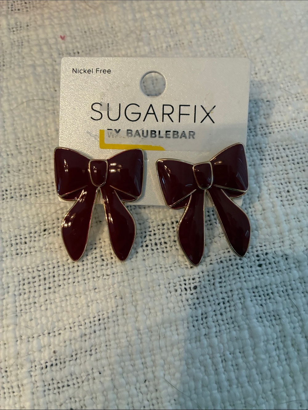 Sugarfix by Baublebar burgundy bow earring